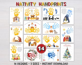 Nativity Handprint Art, Sunday School Craft, Preschool Handprint Craft, Toddler Handprint, Advent Sunday School Craft