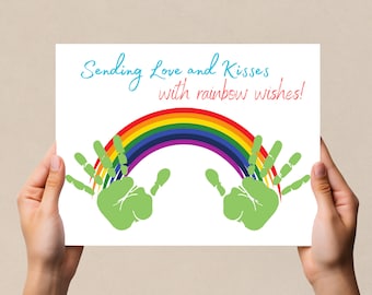Handprint Craft, Rainbow Handprint Art, Keepsake Handprint, Toddler Handprint, Preschool Activity, Daycare Craft, St Patrick's Day DIY Gift