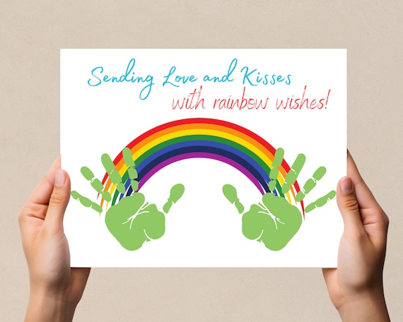 Handprint Craft, Rainbow Handprint Art, Keepsake Handprint