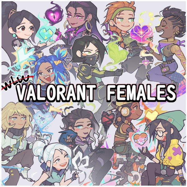 VALORANT | KEYCHAIN | Female Agents | Matching Hearts <3 | 3" Clear Acrylic Charms