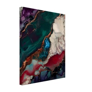 Emerald, Amethyst & Ruby Abstract Fluid Marble Canvas Print