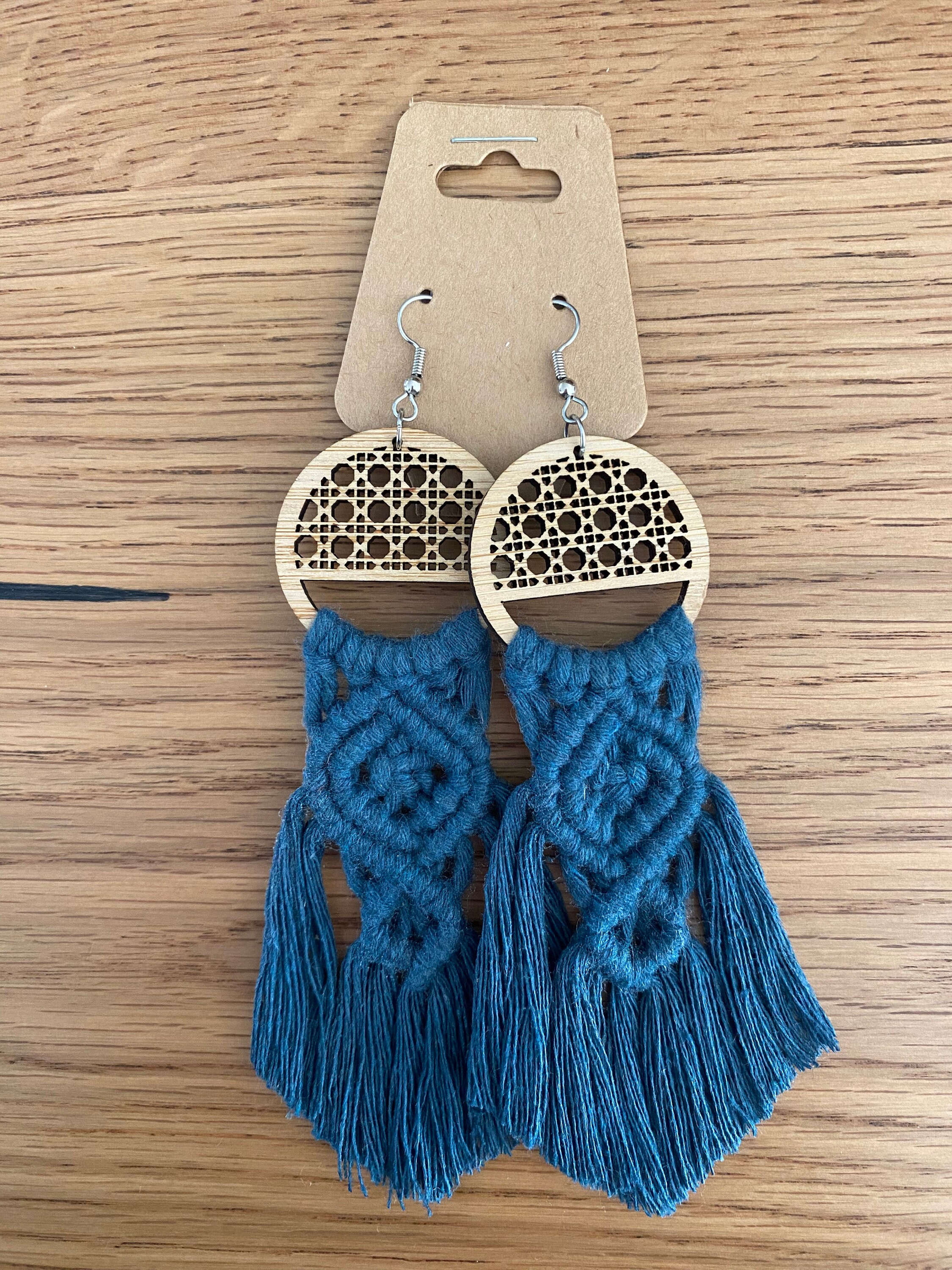 Blue macrame earrings paparazzi online