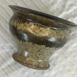 Vintage POTTERY Planter with FLOWER FROG  Pedestal Ikebana Planter