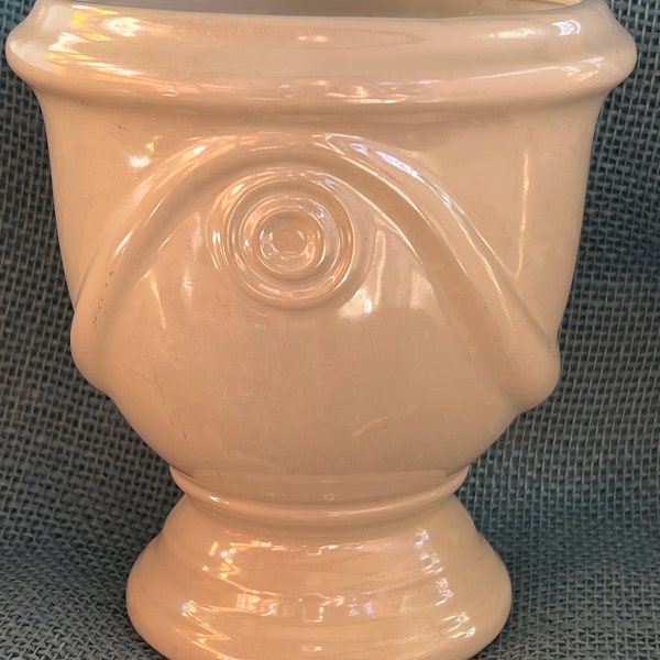 Vintage Pearl Shiny White Colored Planter, Vase, Centerpiece, Utensil Holder 6.5” tall x 6” wide at top