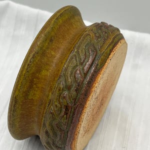 POTTERY HANDMADE DISH Artist Signed 3.5” x 1.5” Vintage Unique Shape