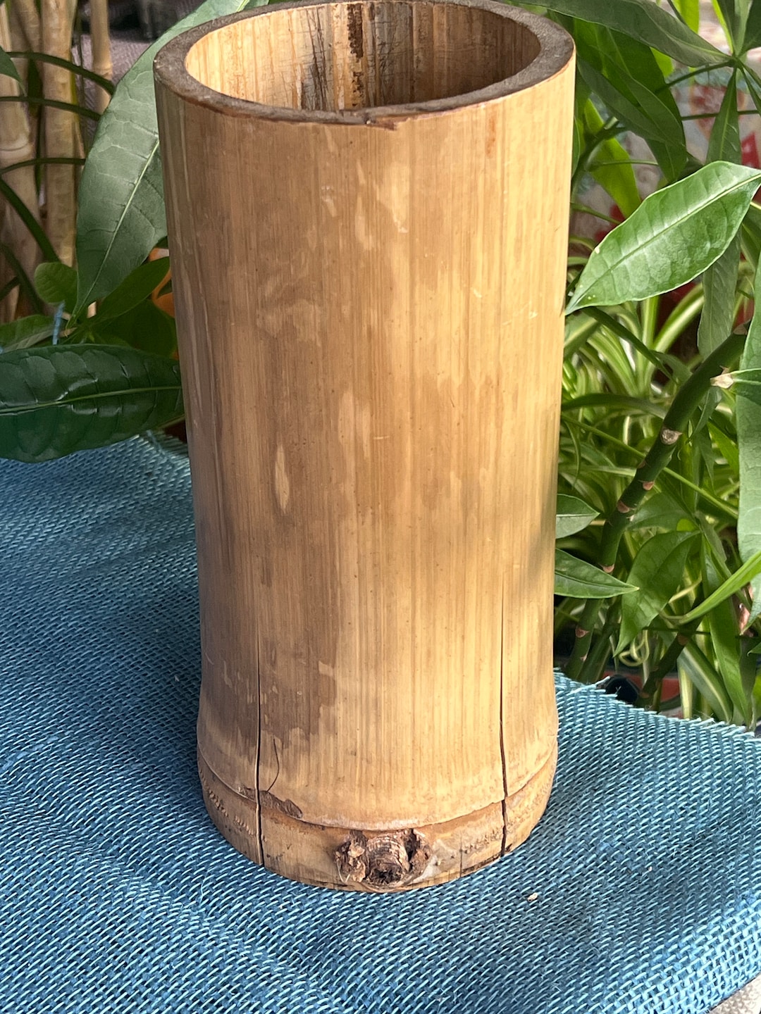 Vintage Bamboo Wood Large Vase 10.5 Tall X 5 Wide Etsy