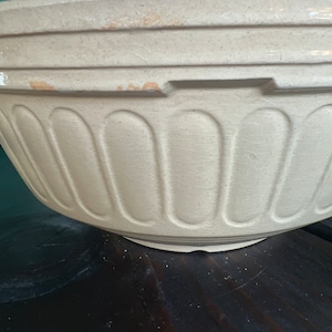 Vintage Large Pottery Bowl Cream Color No.12 made in England 12” across 5” tall