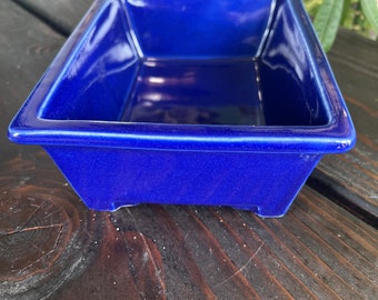 Boho Blue Planter Rectangle Bruning Pottery Seattle WA