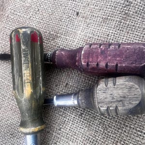 SCREWDRIVERS Set of 3 with Wood Handles One DUNLAP 8.5” Phillips Two Tawain Flathead Wood Handle 4.25” & 6” long