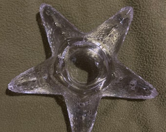 Vintage Thick Glass Starfish Candle holder - textured like a real starfish