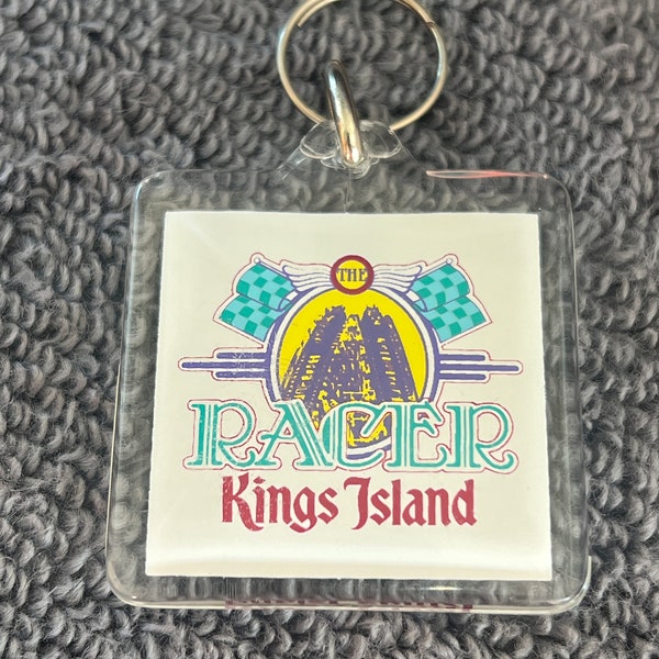 Vintage Paramount Kings Island The RACER rare Keychain 1970s Collector piece Great Gift