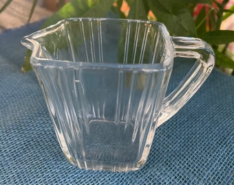 Vintage Ribbed Glass 12 oz. Syrup or Milk Pitcher