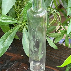 Vintage Boho Lutex Glass Bottle 11.75” tall Great for oil or Vinegar