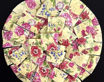 Vintage Charlotte Abbot Yellow Chintz Mosaic Pieces: Hand Cut China Tiles