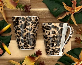 half mugs, Leopard print half mugs, succulent holders, mosaic pieces, broken dishes, cut china, ceramic pieces