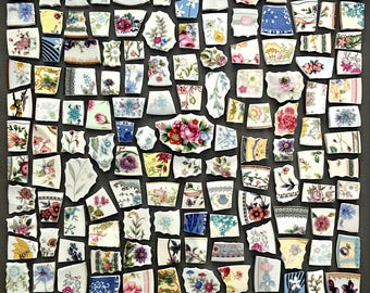 Assorted China mosaic pieces, Mosaic Tiles, Hand Cut Ceramic Pieces, broken china, broken dishes