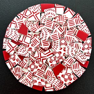 Broken China Mosaic Tiles: Red & White Ceramic Pieces, DIY Supplies