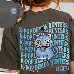 KPDH Derpy Demon Tiger and Magpie, Comfort Colors Shirt, Demon Hunter Movie Inspired Tiger Shirt, Korean Streetwear