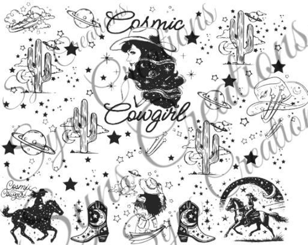 Cosmic Cowgirl 40oz Tumbler Wrap, Cartoon Characters 40 Oz Tumbler Svg ...