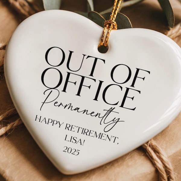 Personalized Minimalist Retirement Ornament: Funny Retired Coworker Party Gift, Farewell Gift for Retiree, Colleague Thank You Keepsake