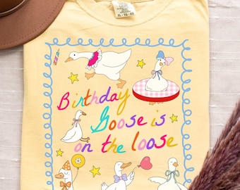 Silly Birthday Goose Crew Comfort Colors Shirt, Funny Goose Birthday Party Shirt, Birthday Besties Gift, Matching Goose Lover sGroup Tshirt