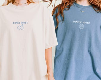 Mamma Mia Minimalist Doodle Bachelorette Shirt, Custom Disco Bach Trip Comfort Color Tee, Matching Bride Squad Tshirt, Dance Bridal Shower