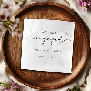 Minimalist We're Engaged Modern Engagement Party Cocktail Napkins Cheers Wedding Napkin The Night Before Bridal Shower Wedding Couple Napkin