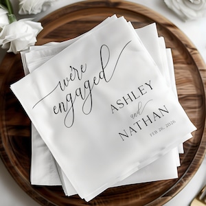 Minimalist We're Engaged Modern Engagement Party Cocktail Napkins Cheers Wedding Napkin The Night Before Bridal Shower Wedding Couple Napkin