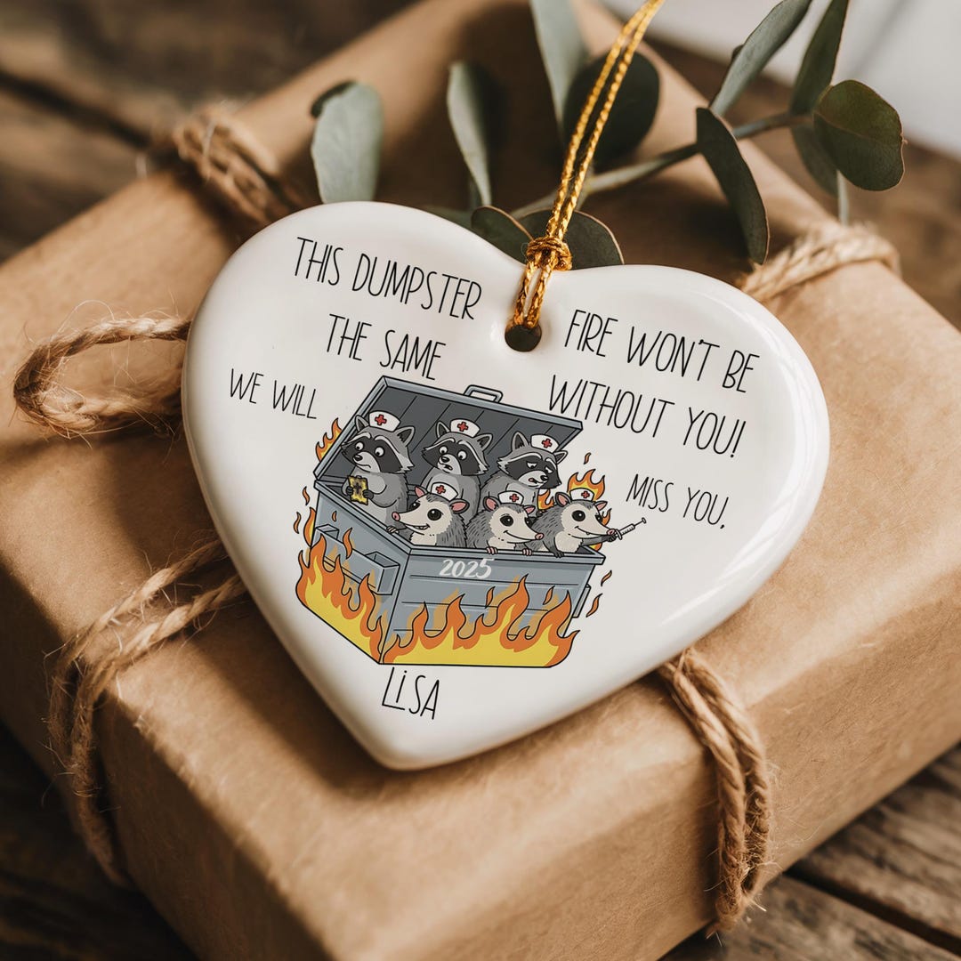 Raccoon Opossum Dumpster Fire Nurse Retirement Ornament: Custom Retired ...