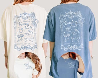 Mamma Mia Doodle Bachelorette Shirt, Custom Honey Honey Front Back Print Comfort Colors Tee, Disco Bach Trip Dance Bridesmaid Matching Shirt
