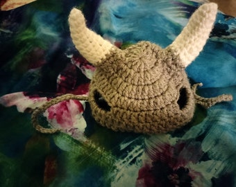 Crochet Viking cat helmet