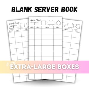 Organized Guest Check Server Note pad with Extra Large Boxes, Server Book for servers and waitresses, Drinks, Appetizers, Entrees, Sides