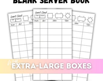 Organized Guest Check Server Note pad with Extra Large Boxes, Server Book for servers and waitresses, Drinks, Appetizers, Entrees, Sides