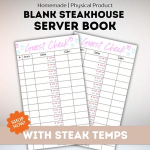 Bloc de notas para camareros con control de temperatura de los filetes, bloc de notas personalizado para camareras de restaurantes, 50 páginas, capacidad para 600 clientes