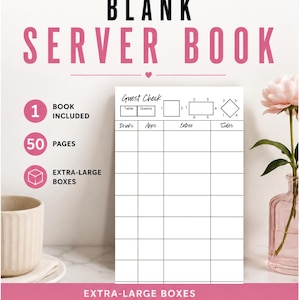 Organisierter Gästebuch Notizblock mit extra großen Boxen, Servierbuch für Kellner und Kellnerinnen, Getränke, Vorspeisen, Hauptgerichte, Beilagen