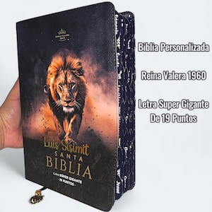 Deniashop Biblia Personalizada de Leon Letra Super Gigante de 19 Puntos