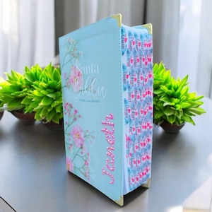Deniashop Biblia Personalizada Verde Menta Floral Letra Grande de 12 Puntos