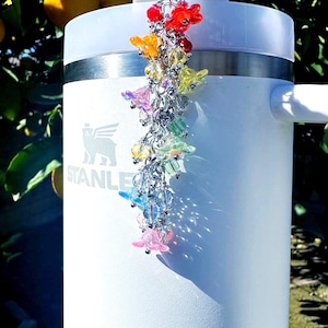 Crystal Flower Stanley Straw Charm: Tumbler Handle Accessory