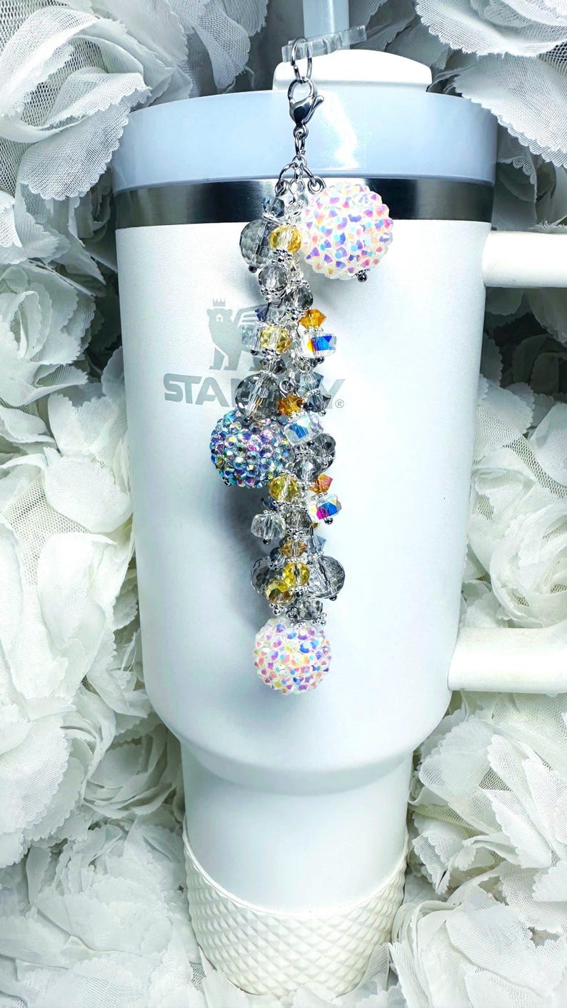 Tumblr Cup Straw Charm, Tumbler Accessories, Crystal Beaded Accessories, Keychain, Handbag, Backpack Accessory image 3