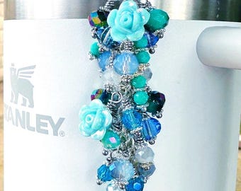 Beaded Stanley Straw Charm: Crystal Glass Tumbler Accessory