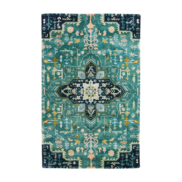 Turquoise Hand Tuft Rug - Etsy