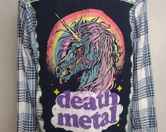 Death metal flannel shirt | Battle Flannel | Handcrafted in Asheville, NC | one of a kind | upcycled
