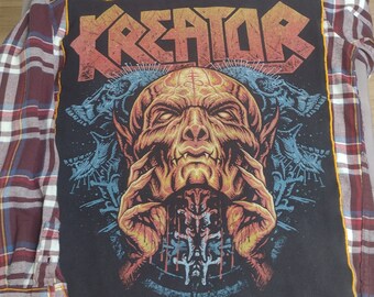 Kreator Battle Flannel | Made in Asheville, NC | one of a kind | upcycled | ready to ship | gift for music lovers