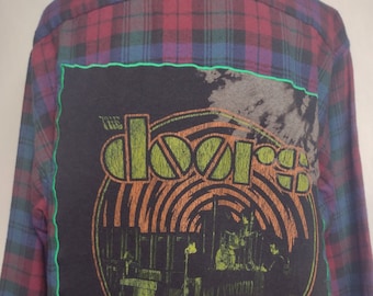 The Doors flannel shirt | Battle Flannel | Made in Asheville, NC | one of a kind | ready to ship | hand crafted | upcycled |