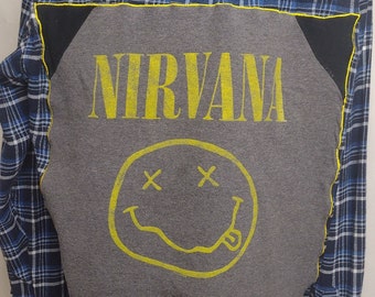 Nirvana flannel shirt | Battle Flannel | Made in Asheville | One of a kind | ready to ship | gift for music lover | sustainable fashion
