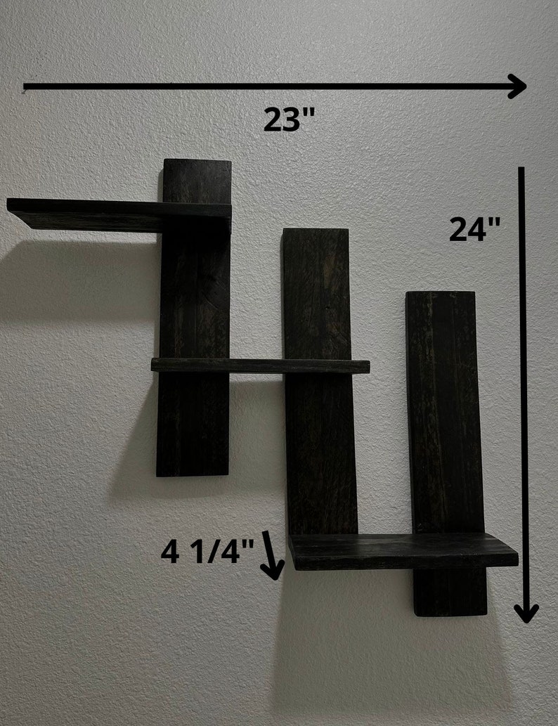 Floating Shelf / Black Wood Shelf / 3 Level Floating Shelf / Wall Shelf ...