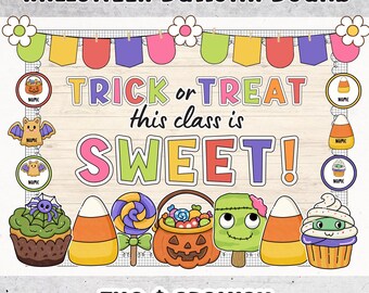 Halloween Bulletin Board Kit | Cutesy October Decor | Classroom Door Display
