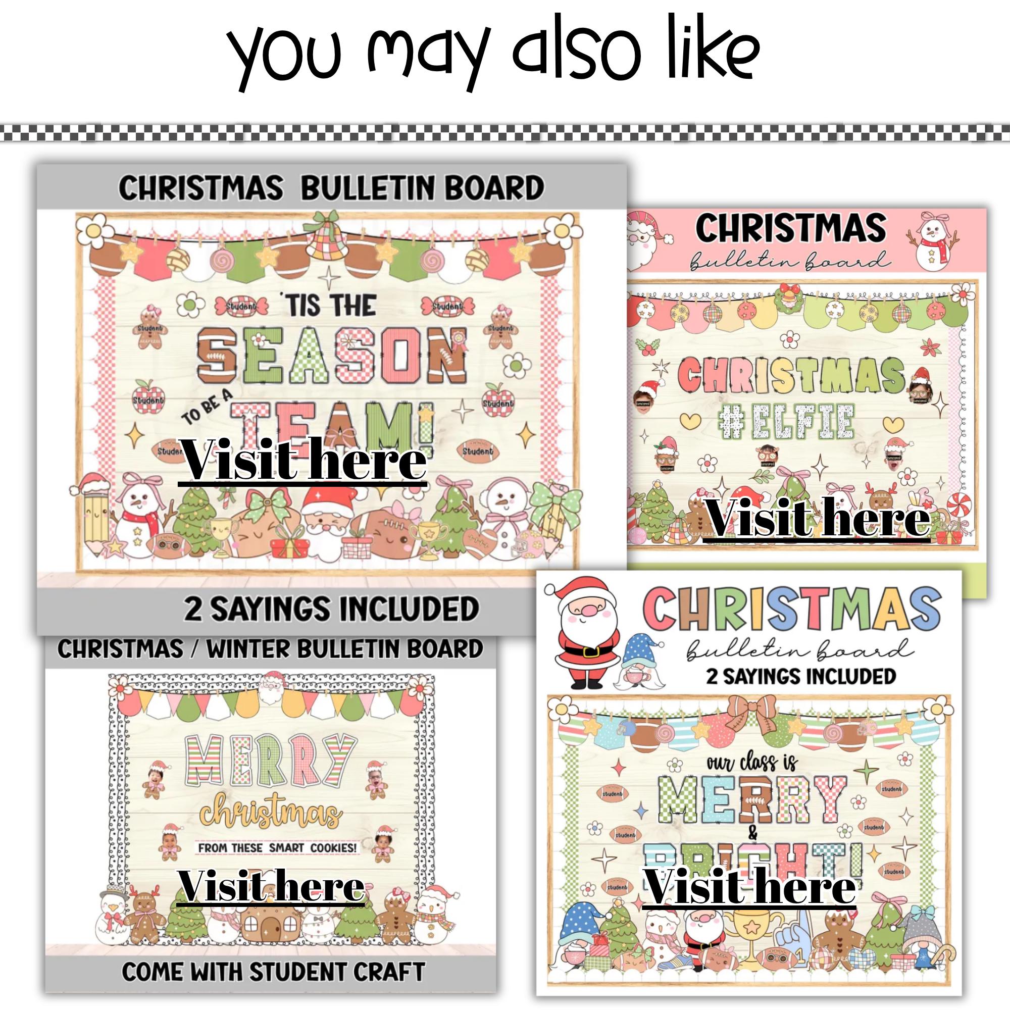 Christmas Bulletin Board Kit | Cutesy Merry and Bright Classroom Decor ...