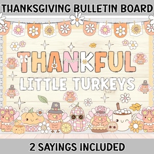 Prikbordkit Thanksgiving | Thankful Little Turkey-display | Klaslokaaldecoratie november