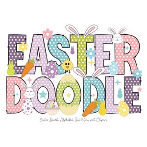 Easter Alphabet Letters PNG Bundle: Bunny Font & Clipart (Digital Download)
